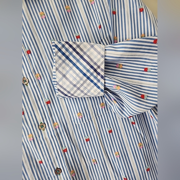 ALEXANDER JULIAN PRIVATE RESERVE - Striped Multicolor Flip Cuff Med Dress Shirt - Picture 7 of 12